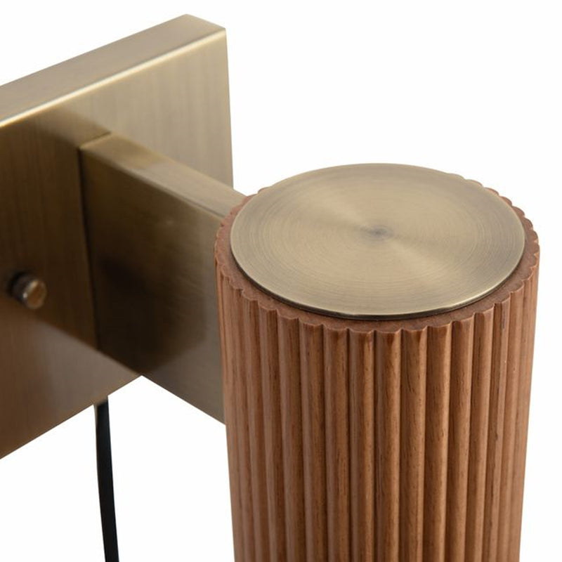 Nova California Tambo 11in 1-Light Wall Sconce | Natural Ash Wood and Weathered Brass with White Linen Shade | Living Room & | Model 3010832LW