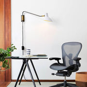 Nova California Swing 24in 1-Light Wall Sconce | Mid-Century Gunmetal White Steel | Bedroom & Reading Nook | 7 x 24 x 10 in | Model 3011631GMW