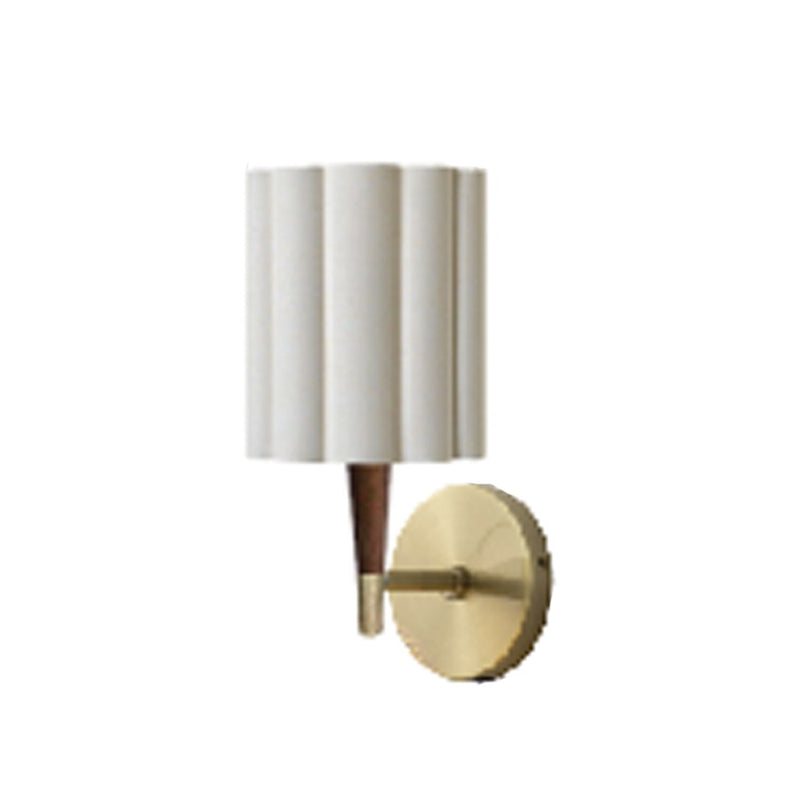 Nova of California Scalloped 1Lt Wall Sconce, Brass/Walnut/White - 3011802WB
