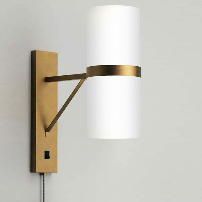 Nova California Cylindro 2 Light Wall Sconce, Brushed Brass