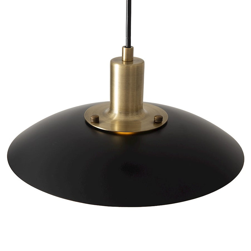 Nova California Rancho Mirage 15in 1-Light Pendant | Mid-Century Modern Matte Black and Weathered Brass Steel | Kitchen Island & | Model 3110824MB
