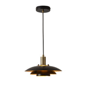 Nova California Rancho Mirage 12in 1-Light Pendant | Mid-Century Modern Weathered Brass and Matte Black Steel with Gold-Leaf Shade | Model 3110824WB