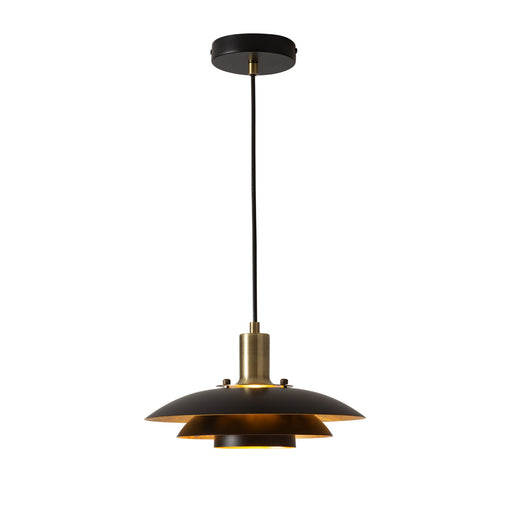 Nova California Rancho Mirage 12in 1-Light Pendant | Mid-Century Modern Weathered Brass and Matte Black Steel with Gold-Leaf Shade | Model 3110824WB