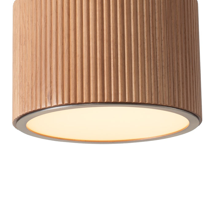 Nova California Tambo 1 Light Pendant, Natural Ash Wood/Brass/White