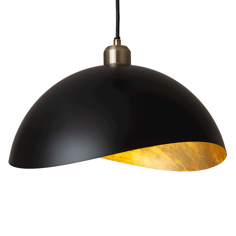 Nova California Luna Bella 14in 1-Light Pendant | Mid-Century Matte Black and Hammered Gold Steel | Kitchen Island & Dining Room | Model 3111017WB