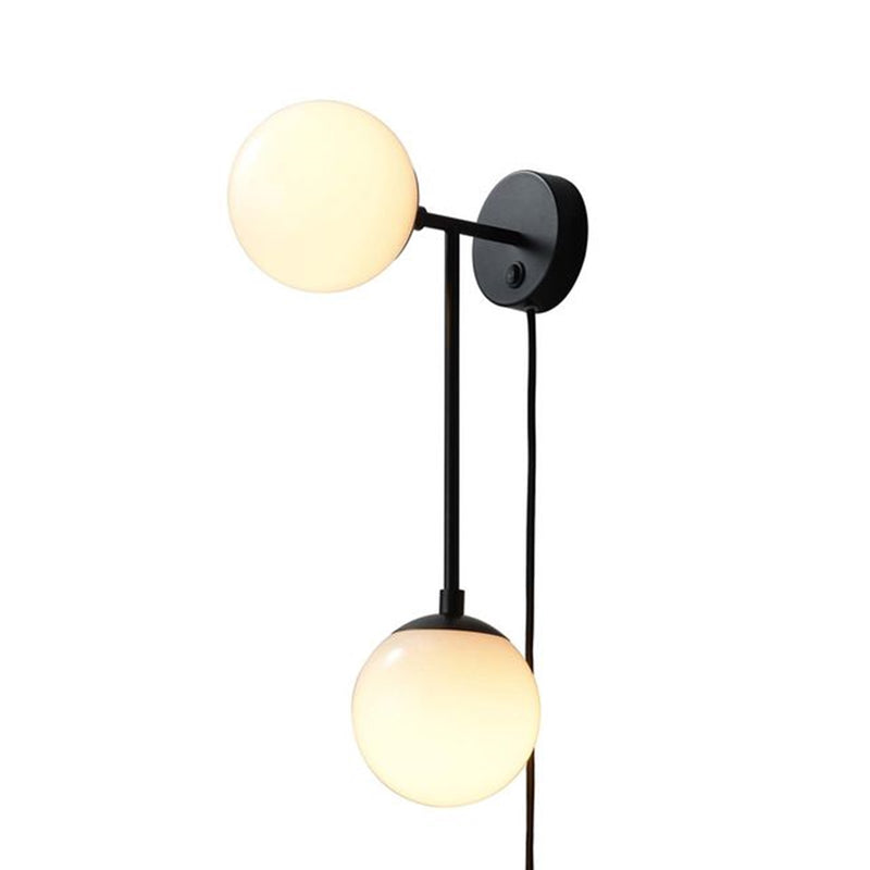 Nova California Duo 22in 2-Light Wall Sconce | Contemporary Matte Black and White Opal Glass | Bedroom & Hallway Accent | Model 3111604MB