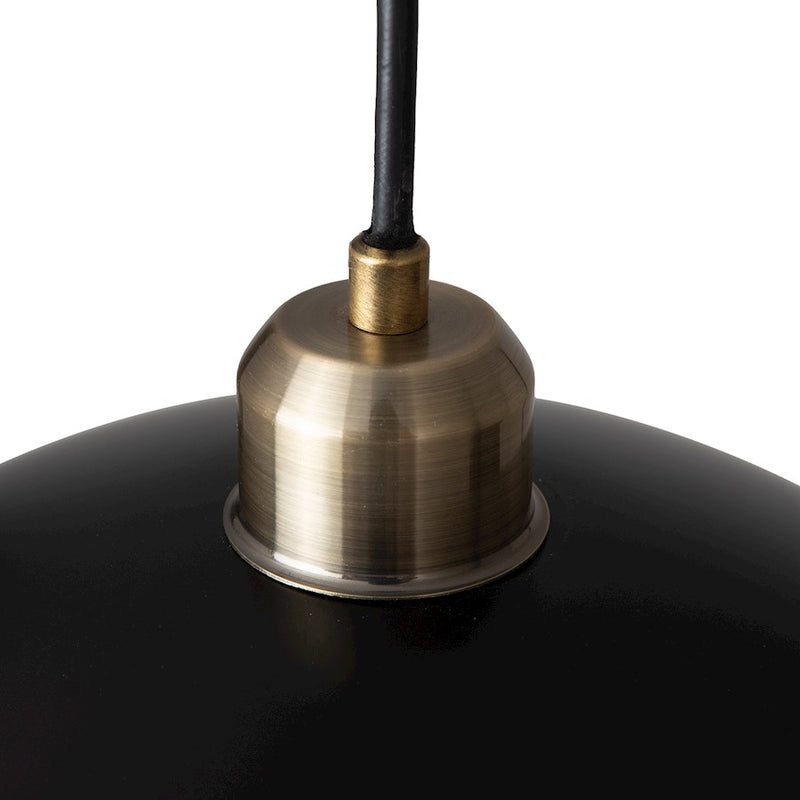 Nova California Luna Bella 10in 1-Light Pendant | Mid-Century Matte Black and Hammered Gold Leaf Steel | Kitchen Island & Dining | Model 3112018WB