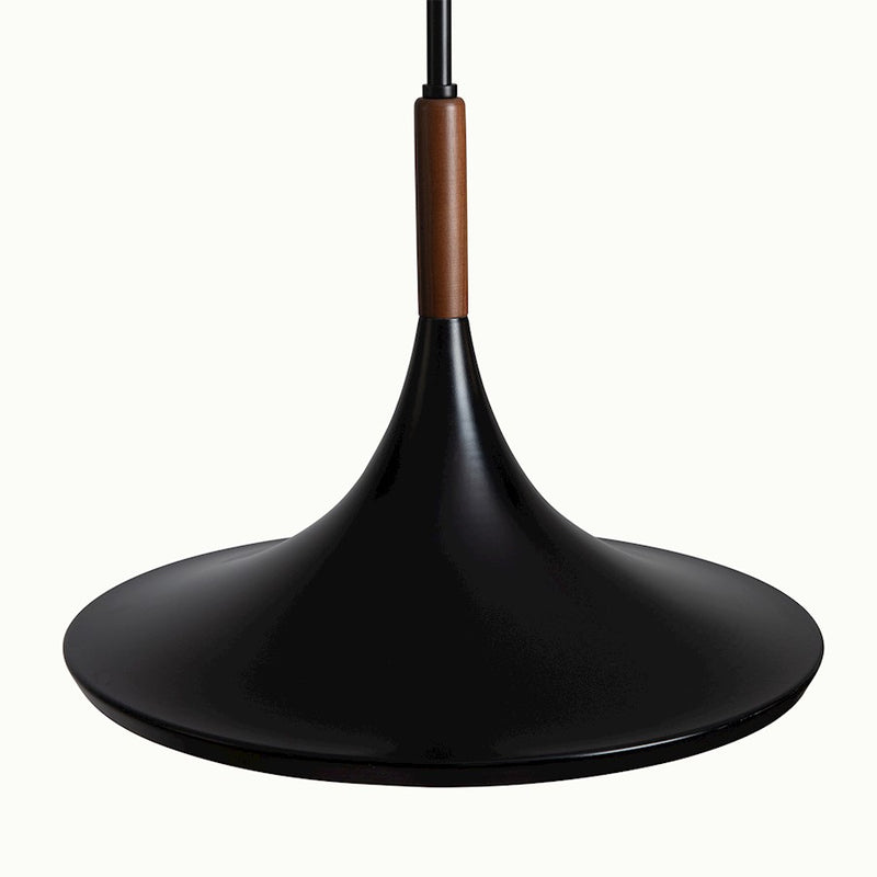 Nova California Lodi 10in 1-Light Pendant | Mid-Century Matte Black and Walnut with Hammered Gold Steel | Kitchen Island & Dining | Model 3210500MB