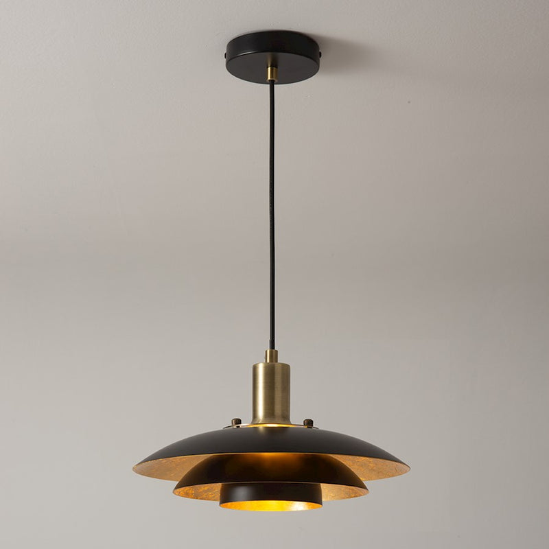 Nova California Rancho Mirage 19in 1-Light Pendant | Mid-Century Modern Matte Black and Weathered Brass Steel | Kitchen Island & | Model 3210824MB