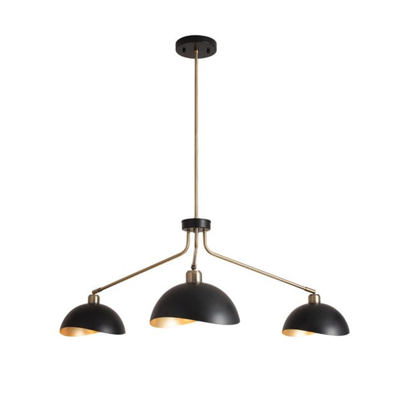 Nova California Luna Bella 44in 3-Light Chandelier | Mid-Century Weathered Brass and Matte Black with Gold Leaf | Dining Room & | Model 3411017WB