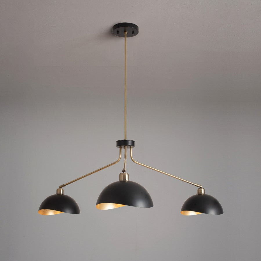 Nova of California Luna Bella 3Lt Chandelier, Brass/Black/Gold Leaf - 3411017WB