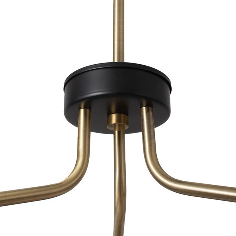 Nova California Luna Bella 44in 3-Light Chandelier | Mid-Century Weathered Brass and Matte Black with Gold Leaf | Dining Room & | Model 3411017WB