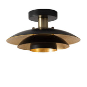 Nova California Rancho Mirage 12in 1-Light Flush Mount | Mid-Century Modern Weathered Brass and Matte Black Steel with Gold-Leaf | Model 3610824WB