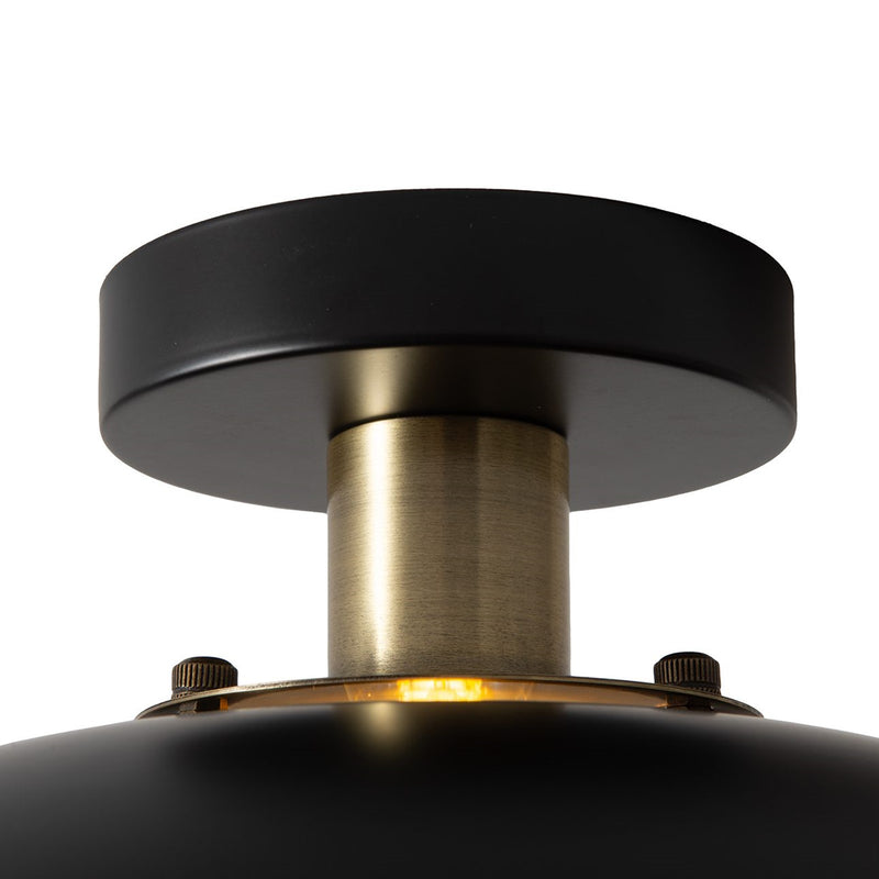 Nova California Rancho Mirage 12in 1-Light Flush Mount | Mid-Century Modern Weathered Brass and Matte Black Steel with Gold-Leaf | Model 3610824WB