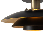 Nova California Rancho Mirage 12in 1-Light Flush Mount | Mid-Century Modern Weathered Brass and Matte Black Steel with Gold-Leaf | Model 3610824WB