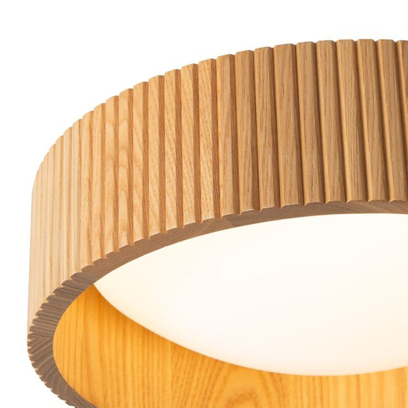 Nova California Tambo 14in 1-Light Flush Mount | Mid-Century Natural Ash Wood and Weathered Brass | Bedroom & Hallway | Model 3610832ASH