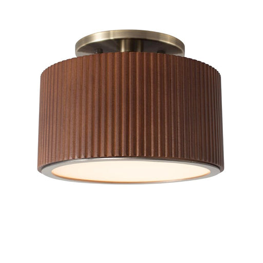 Nova California Tambo 1Lt Semi Flush Mount, Walnut Wood/Brass/Walnut - 3610832DB