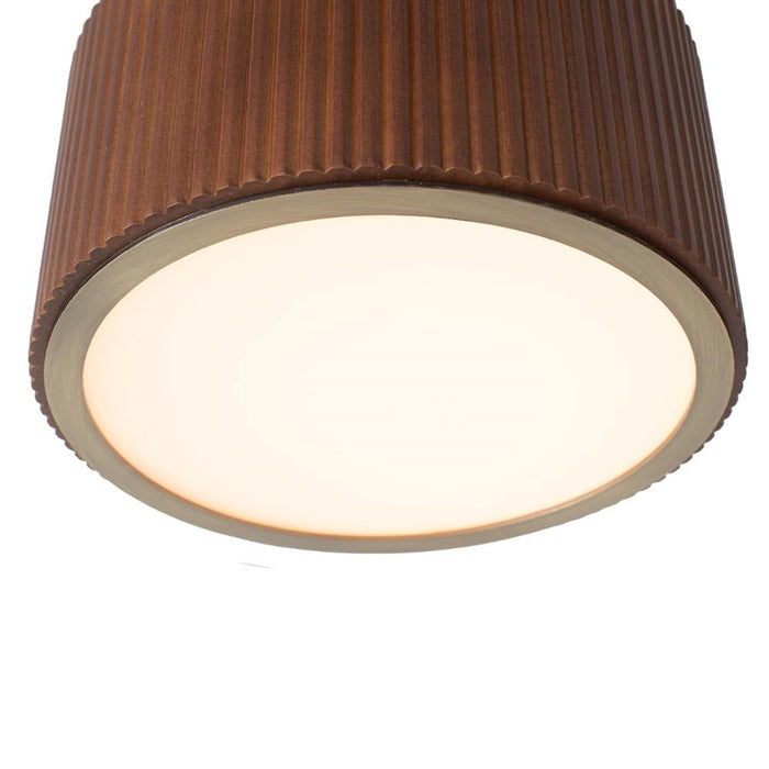 Nova California Tambo 1Lt Semi Flush Mount, Walnut Wood/Brass/Walnut