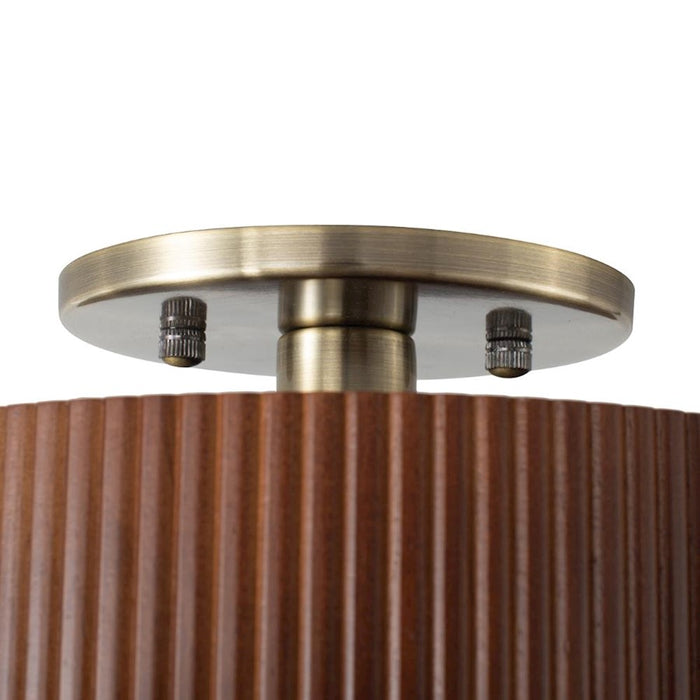 Nova California Tambo 1Lt Semi Flush Mount, Walnut Wood/Brass/Walnut