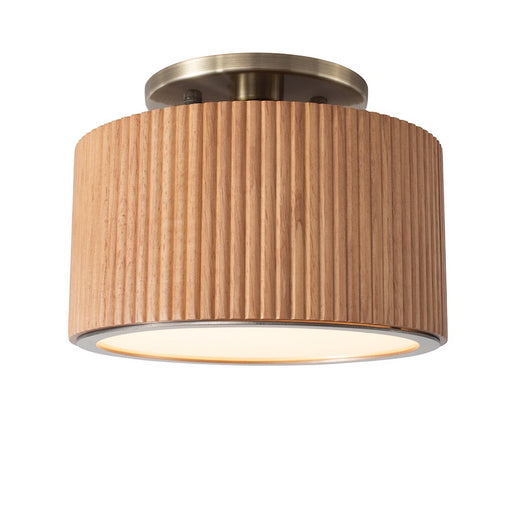 Nova California Tambo 1Lt Semi Flush Mount, Natural Ash Wood/Brass - 3610832LW