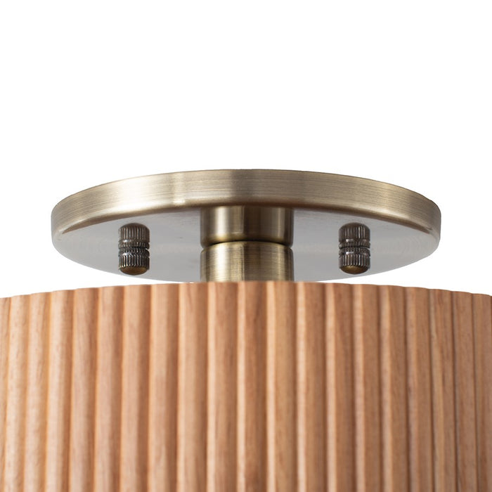 Nova California Tambo 1Lt Semi Flush Mount, Natural Ash Wood/Brass