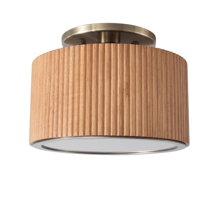 Nova California Tambo 1Lt Semi Flush Mount, Natural Ash Wood/Brass