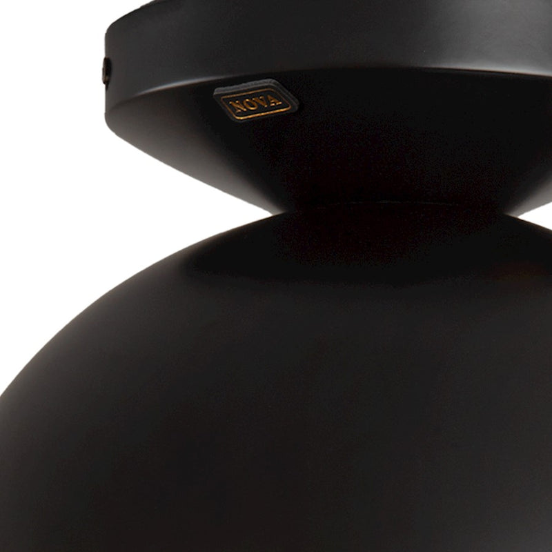 Nova California Luna Bella 10in 1-Light Flush Mount | Mid-Century Matte Black Steel with Gold Leaf Shade | Bedroom & Hallway | 7 in | Model 3611028MB