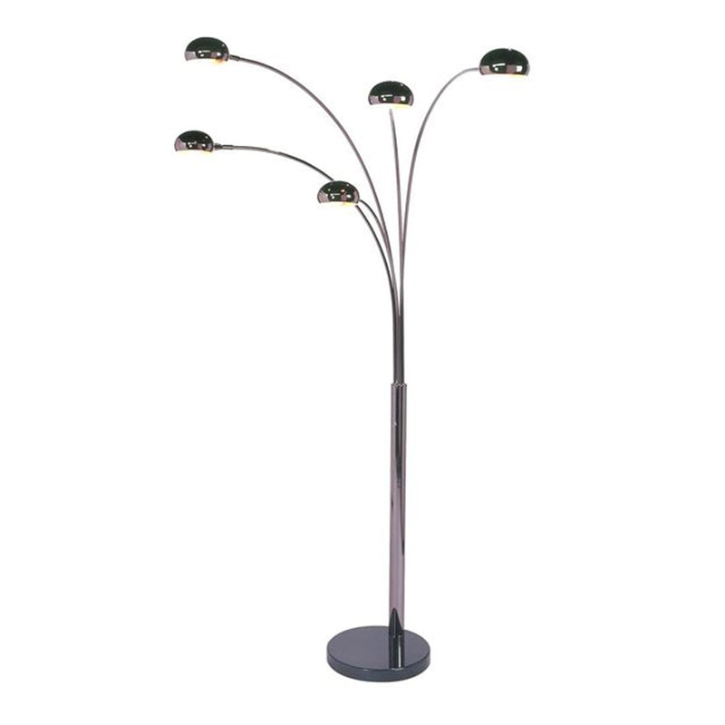 Nova California Mushroom 5-Light Arc Floor Lamp | Mid-Century Black Nickel and Black Marble Base | Living Room & Reading Nook | Model 4035