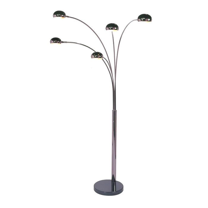 Nova of California Mushroom 5 Light Arc Lamp, Satin Nickel/Black Nickel - 4035SN