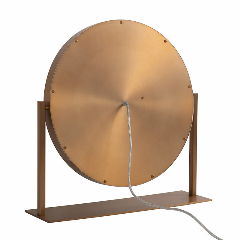 Nova California Marilyn 20in Round Table Top Vanity Mirror | Glam Weathered Brass Steel & Crystal Frame | Bedroom & Bathroom Vanity | Model 4111270BB
