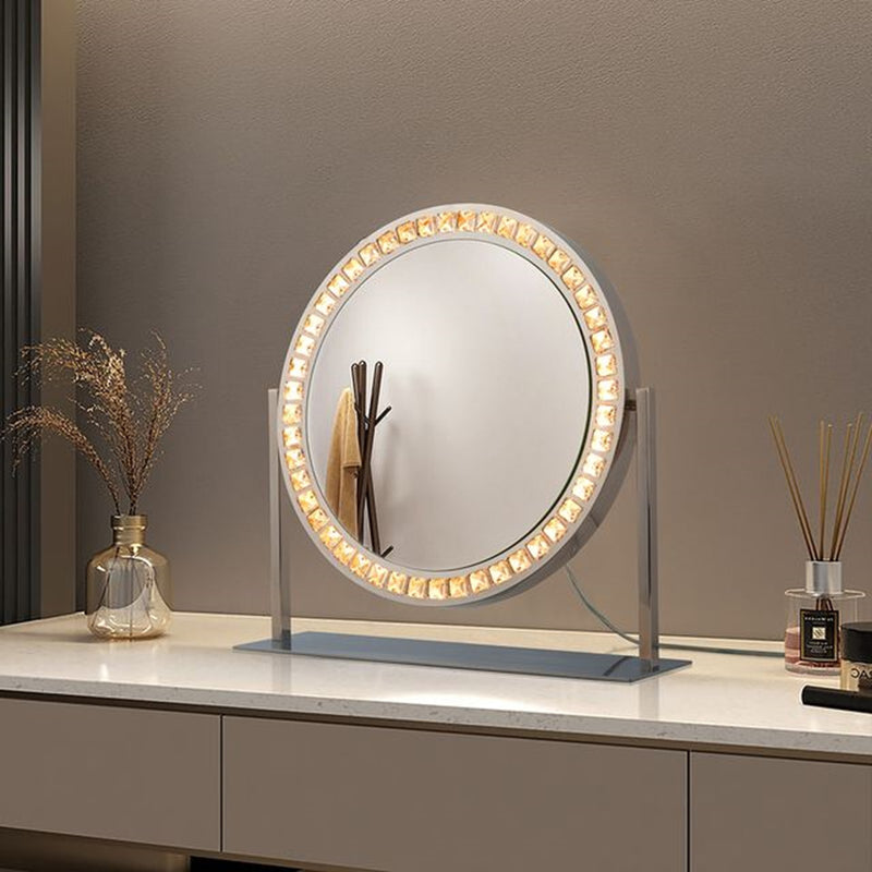 Nova California Marilyn 20in Table Top Vanity Mirror | Glam Chrome and Crystal Steel | Dressing Table & Bedroom Vanity | Model 4111270CH