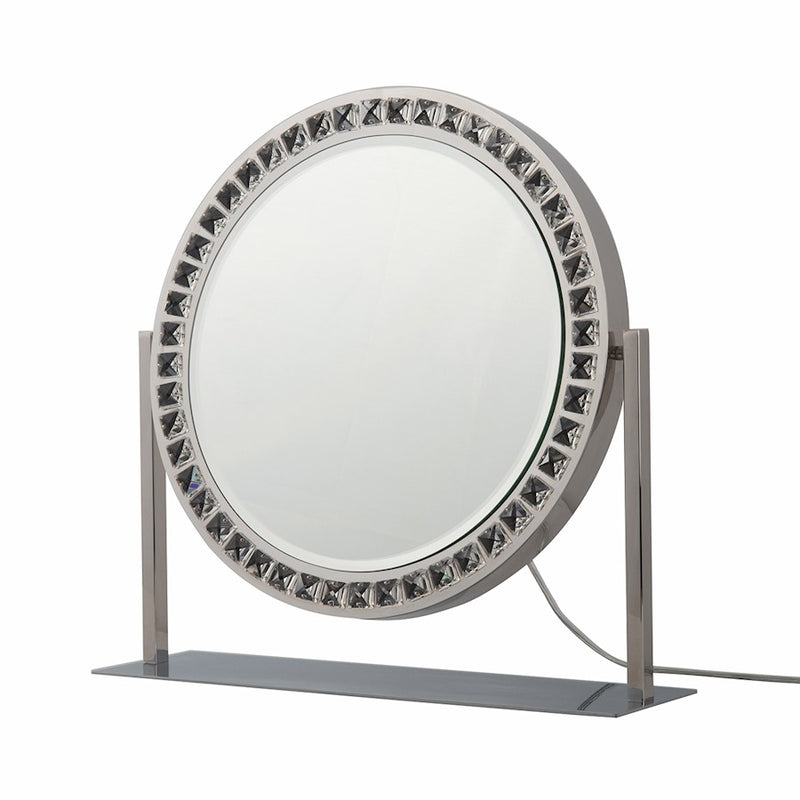 Nova California Marilyn 20in Table Top Vanity Mirror | Glam Chrome and Crystal Steel | Dressing Table & Bedroom Vanity | Model 4111270CH