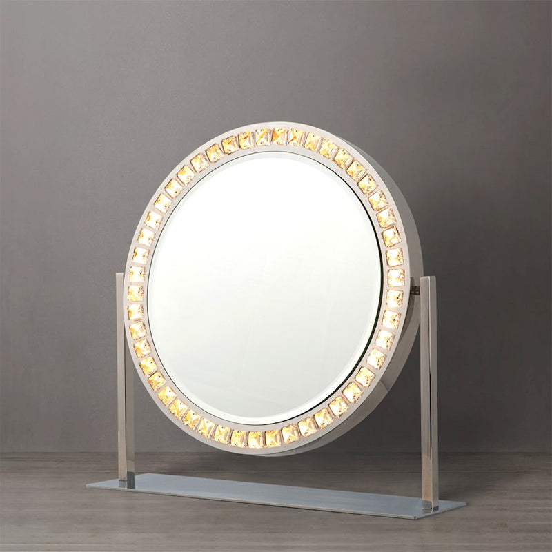 Nova California Marilyn 20in Table Top Vanity Mirror | Glam Chrome and Crystal Steel | Dressing Table & Bedroom Vanity | Model 4111270CH