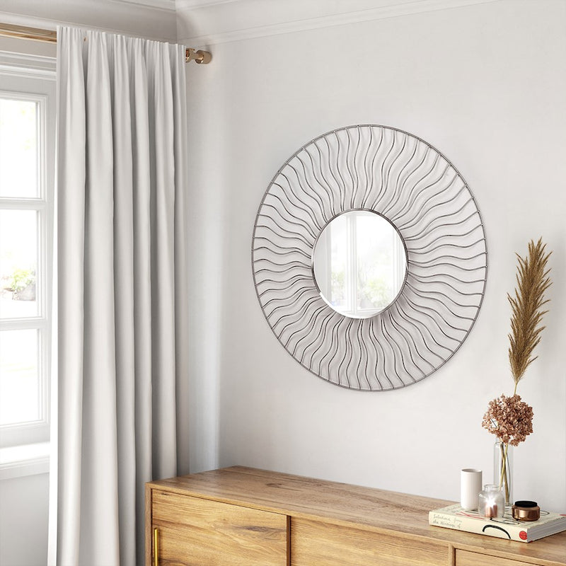 Nova California Sunburst 36" Round Wall Mirror/Set of 2, Nickel - 4111526WH