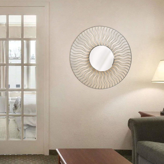 Nova California Sunburst 36" Round Wall Mirror/Set of 2, Nickel