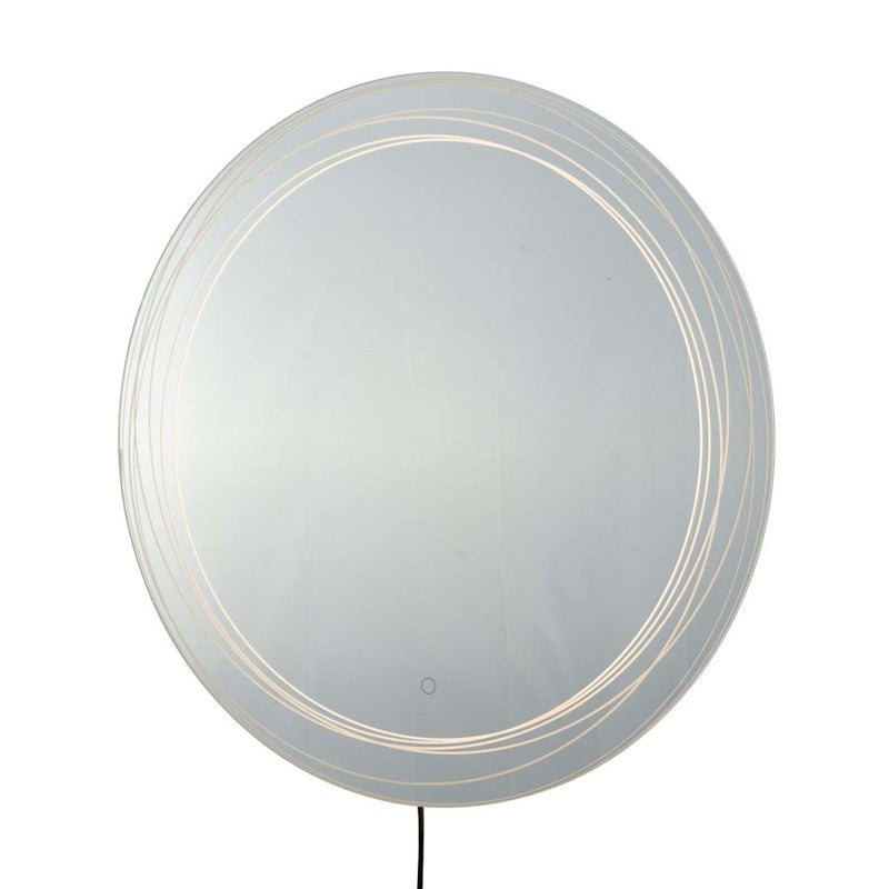 Nova California Mojave 36in Illuminated Wall Mirror | Contemporary Chrome Glass | Living Room & Bedroom | 36 x 36 x 2 in, Round | Model 4111621CH