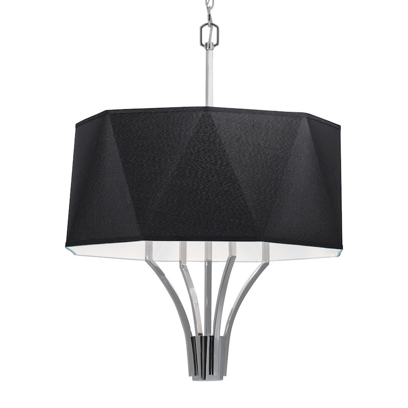 Norwell Lighting Diamond 4 Light Chandelier, Polished Nickel/Black