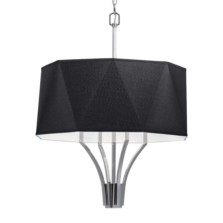 Norwell Lighting Diamond 4 Light Chandelier, Polished Nickel/Black