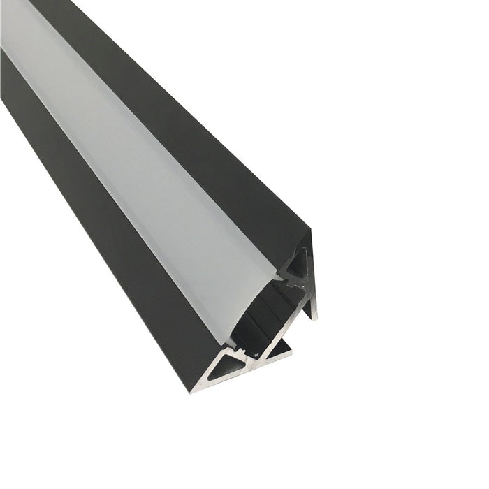 Nora 4-Ft Corner Channel, Black (Plastic Diffuser/End Caps Included) - NATL-C28B