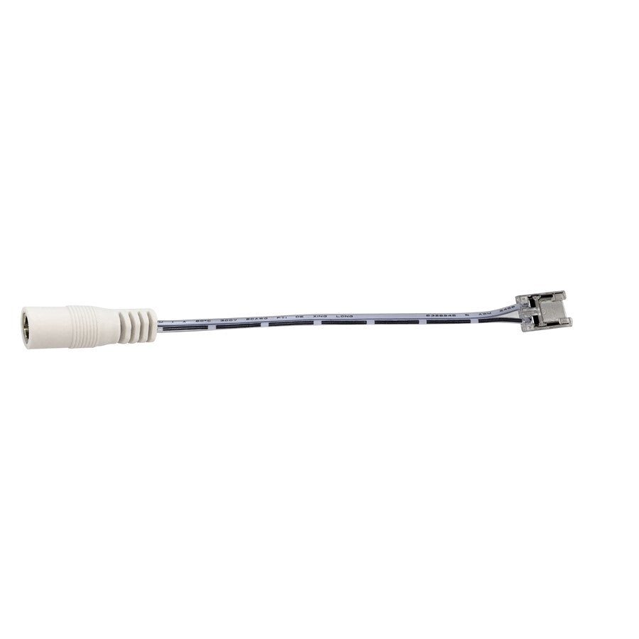 Nora 6" Power Cord/Dc Connector For Cob LED Tape Light, White - NATLCB-708-BC