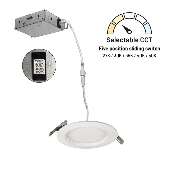 Nora 4" Flin Round Wafer LED Downlight, 950Lm/10.5W/White