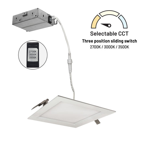 Nora 6" Flin Square Wafer LED Downlight, 1150Lm/13.5W/White