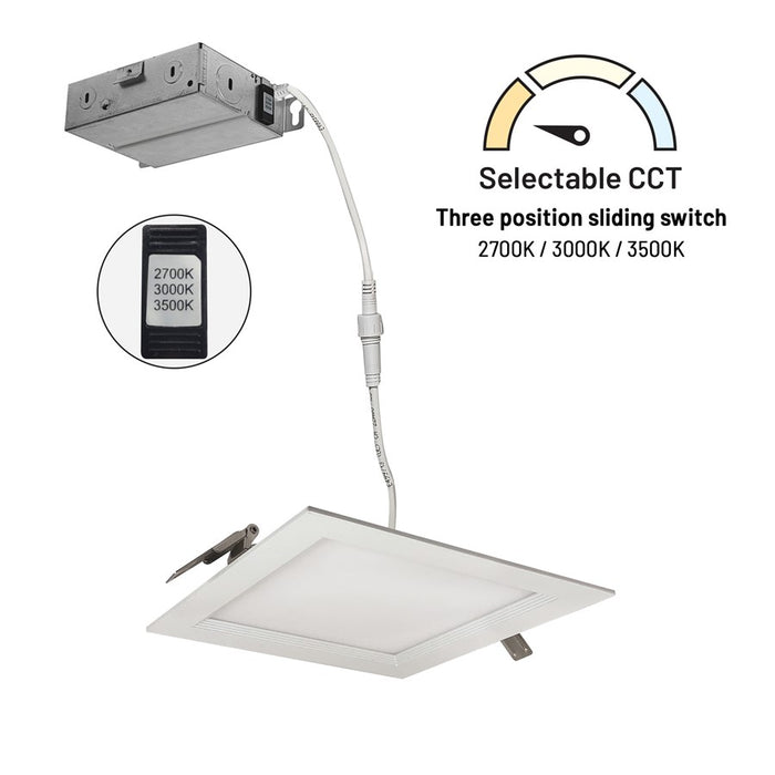 Nora 6" Flin Square Wafer LED Downlight, 1150Lm/13.5W/White