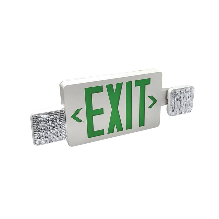 Nora LED Exit/Emergency Combination/Heads/Green Letters/WH - NEX-712-LED-G