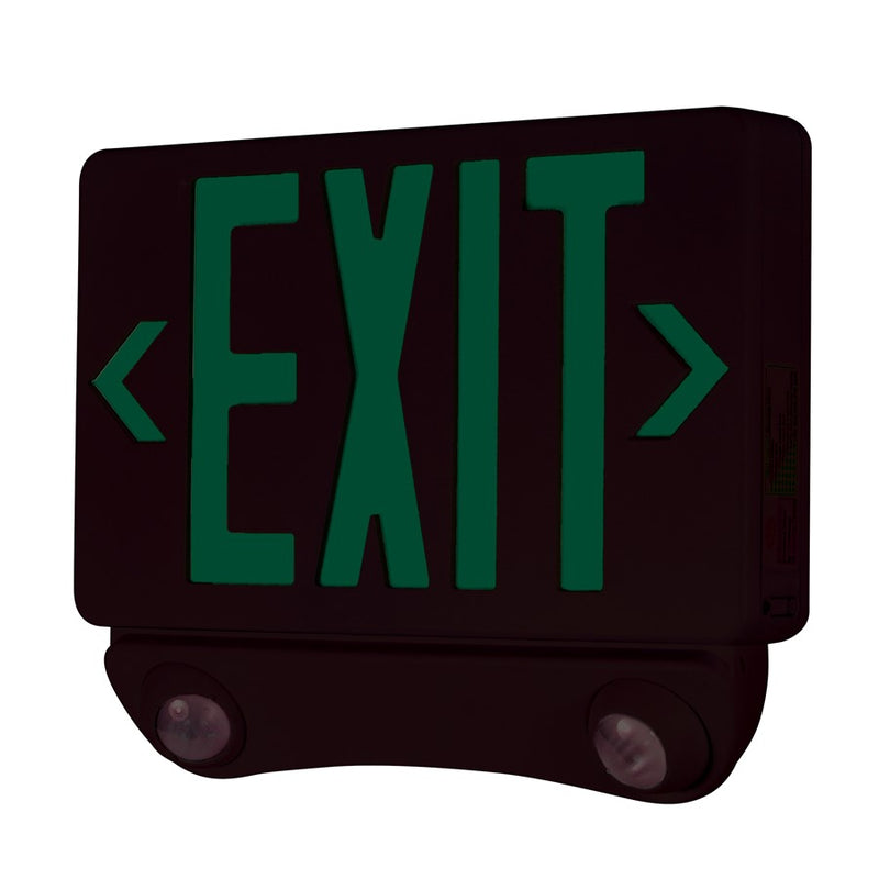 Nora LED Exit/Emergency/Heads, Green Letters/Black Housing - NEX-730-LED-GB