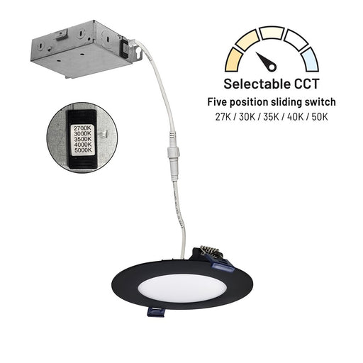 Nora 4" Flat Non-Metallic Can-Less LED Downlight/700Lm/10W/Black