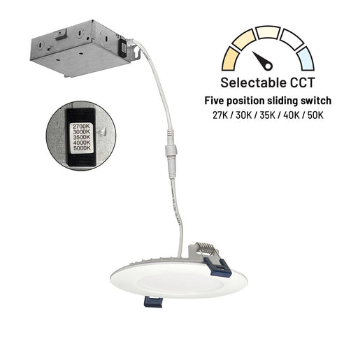 Nora 4" Flat Non-Metallic Can-Less LED Downlight/700Lm/10W/White