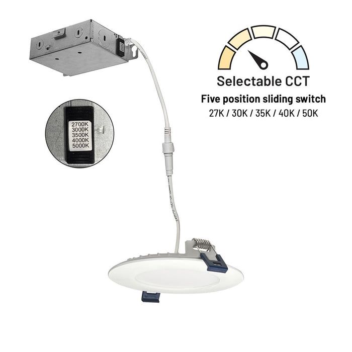 Nora 4" Flat Non-Metallic Can-Less LED Downlight/700Lm/10W/White