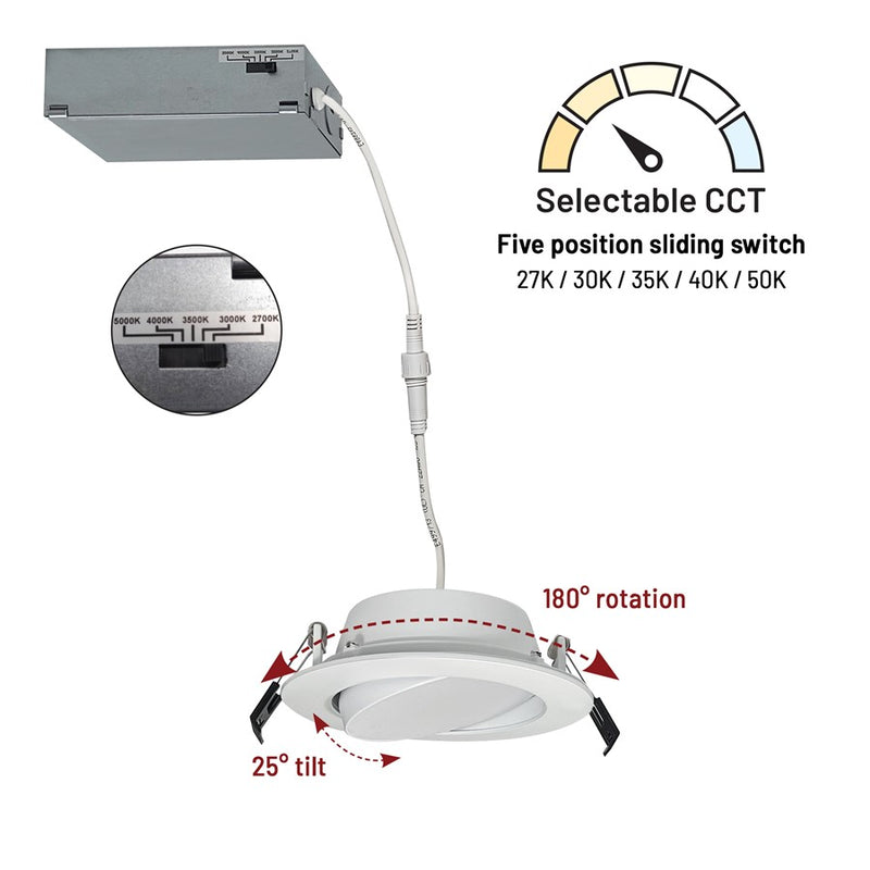 Nora 4" Flin LED Downlight, 900Lm/10W/White