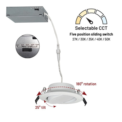 Nora 4" Flin LED Downlight, 900Lm/10W/White